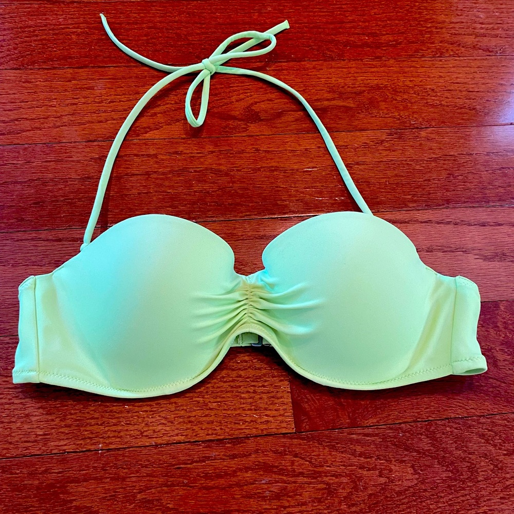 Victoria's Secret Lime Green Bikini Top with Underwire and Ruched Detail, 36B